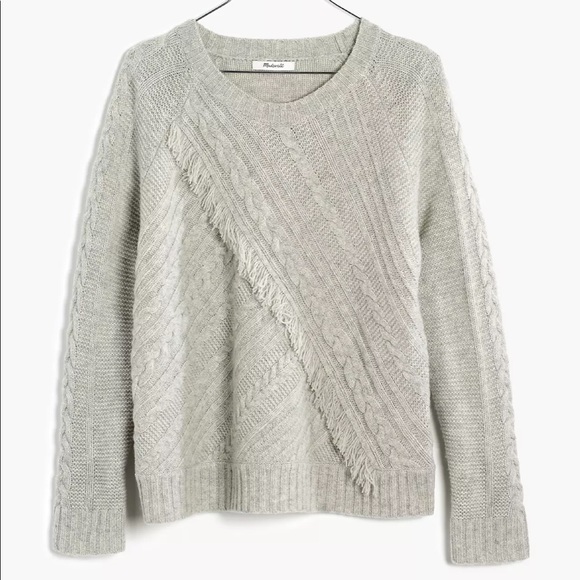 Madewell Merino Wool cable knit fringe Sweater. Extra fine 100% merino wool. EUC - Picture 10 of 10